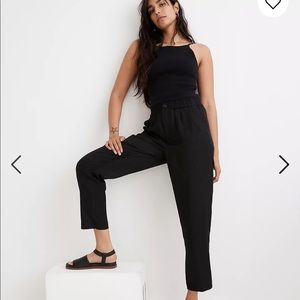 Madewell TALL Linen Track Trousers pull on pants XXL Black wide leg